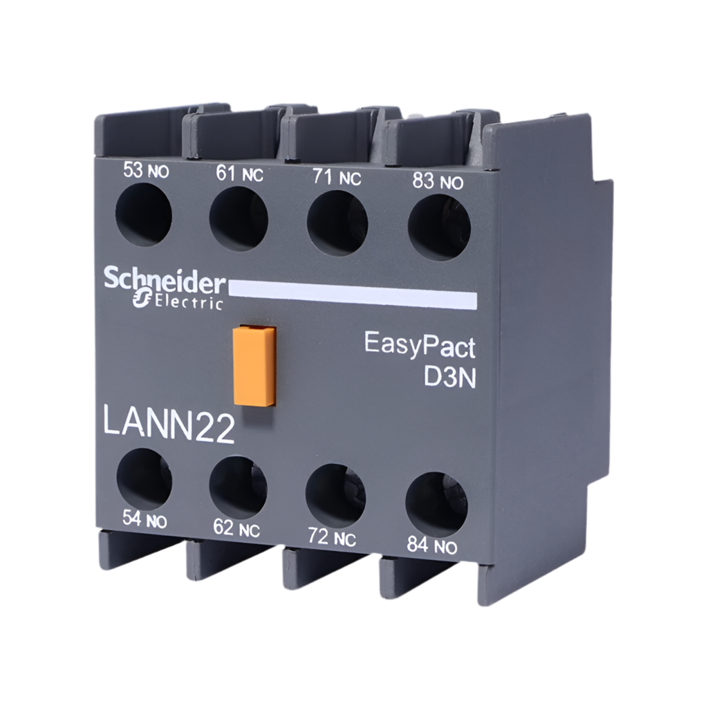 Schneider Electric LC1N Contactor Auxiliary Block LANN22N – Front-Mounted, 2 Open &amp; 2 Closed Contacts (LANN11N)