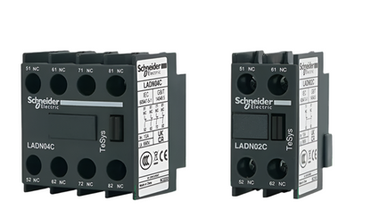 Schneider Electric LC1D AC Contactor Auxiliary Contacts - Models LADN11, C20, C02, C22, C31 - Front Mount, Normally Open/Closed