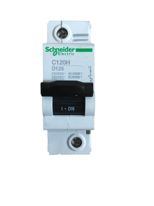 Schneider Electric C120H High Current Circuit Breaker (63A to 125A) – Type C/D, 1P/2P/3P/4P, Superior Protection for Heavy-Duty Electrical Systems