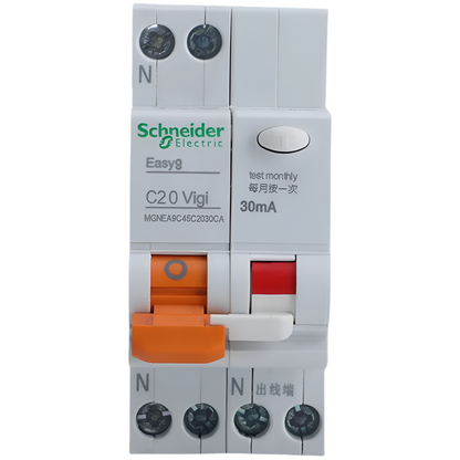 Schneider Electric EA9C45 1P+N Leakage Circuit Breaker – 6A to 40A with Double Wiring, Leakage Protection