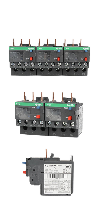 Schneider Electric Thermal Overload Relay LRD Series (LRD01, LRD03, LRD05, LRD06, LRD07, LRD08, LRD10, LRD12, LRD14, LRD16, LRD21, LRD22, LRD32C) with LAD7B106C Auxiliary Contact