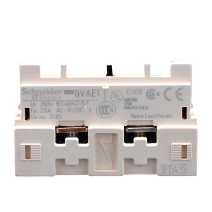 Schneider GVAE11 Auxiliary Contact for Motor Circuit Breaker – 1 Normally Open, 1 Normally Closed Contact