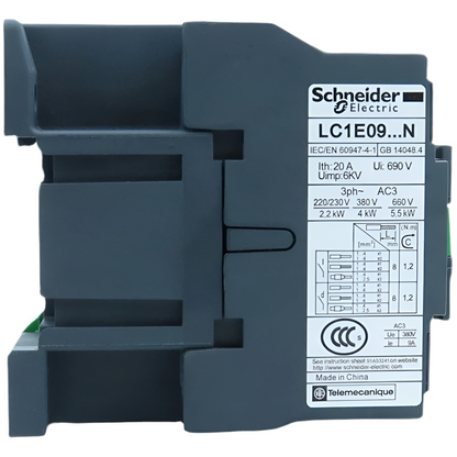 Schneider Electric LC1E Series 4-Pole AC Contactor (Models: 0910, 1210, 1810, 2510, 3210, 3810, 0901, 1201, 1801, 2501, 3201, 3801) – 24V/48V/110V/220V/380V Control Voltage