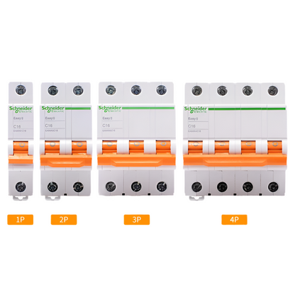 Schneider Electric E9 Type-C Circuit Breaker, 1P/2P/3P/4P, 6A-63A, Micro-Breaker for Home Electrical Protection - EA9AN