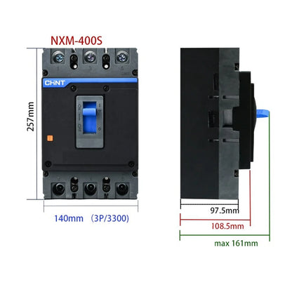 CHiNT NXM Series MCCB Molded Case Circuit Breaker - 630S/400S, 400A, UL Certified